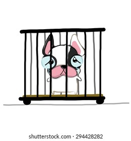 vector illustration of cute help-me-bulldog cartoon  drawing style