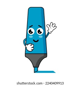 Vector Illustration Cute Highlighter Character Facial Expression Isolated In White Background