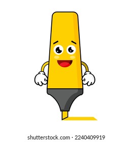 Vector Illustration Cute Highlighter Character Facial Expression Isolated In White Background