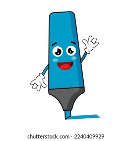 Vector Illustration Cute Highlighter Character Facial Expression Isolated In White Background