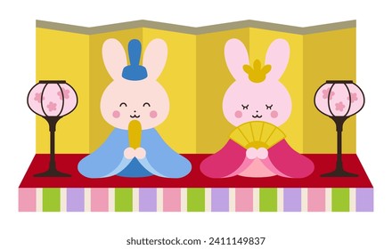 Vector illustration of cute Hinamatsuri rabbit