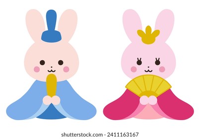 Ilustración vectorial del bonito conejo Hinamatsuri
