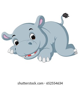 vector illustration of Cute hippo cartoon