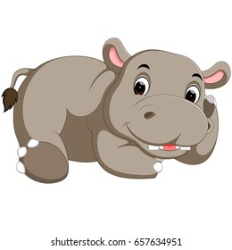 vector illustration of Cute hippo cartoon