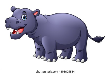 Vector illustration of Cute hippo cartoon