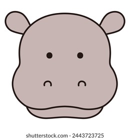 Vector illustration of cute hippo face. Icons, animals