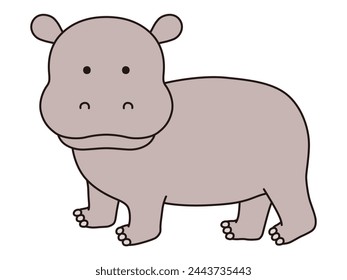 Vector illustration of cute hippo. Icons, animals