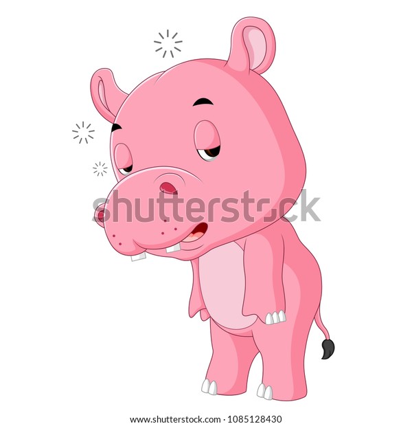 Vector Illustration Cute Hippo Sleepy Stock Vector (Royalty Free ...