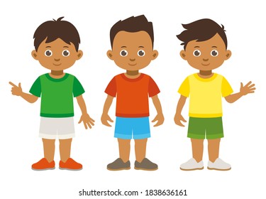 Imagen vectorial de los lindos chicos hispanos parados. 