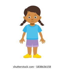 Vector illustration of cute Hispanic girl standing. 