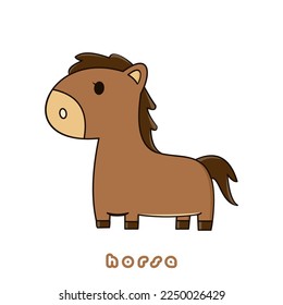 Vector illustration of cute horse cartoon isolated on white background