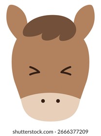 Ilustración vectorial de una cara de caballo lindo. Zodiaco, pony, caballo, ícono, Año del Caballo, tarjeta del Año Nuevo
