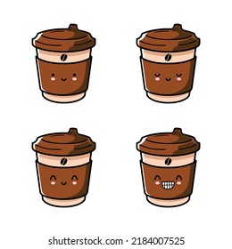 vector illustration of cute hot coffee emoji