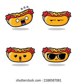 ilustración vectorial de emoji lindo hot dog