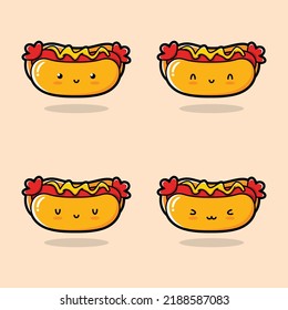 Vector Illustration Of Cute Hot Dog Emoji