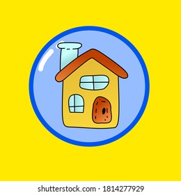 Vektorgrafik eines süßen Hauses in gelber Farbe. kann als Symbol verwendet werden.