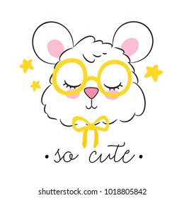 Vector illustration with cute humster. Kids print, nurcery room decoration design