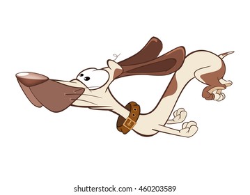 Vector Illustration of a Cute Hunting Dog. Cartoon Character