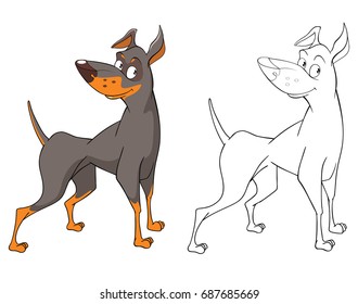 Vector Illustration of a Cute Hunting Dog. Cartoon Character