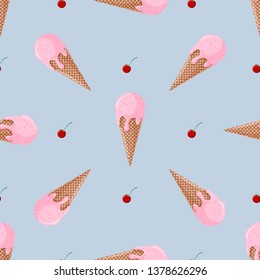 Vector illustration of Cute ice cream Seamless pattern . Vector background
