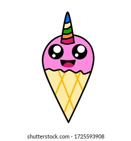 Vector illustration of cute ice cream character
