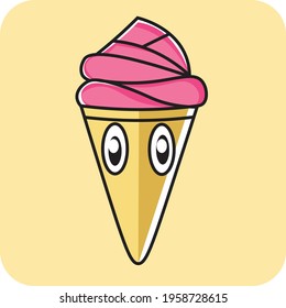 Vector illustration of cute ice cream perfect for food product icons and keychains.