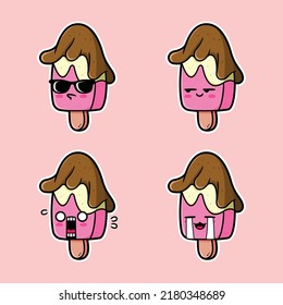 vector illustration of cute ice cream emoji