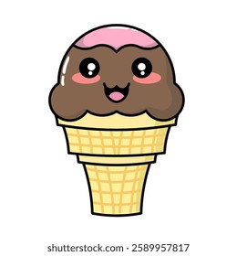 vector illustration of cute ice cream with chocolate flavor