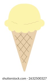 Vector illustration of cute ice cream. Dessert, lemon