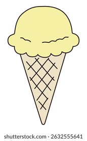 Vector illustration of cute ice cream. Dessert, lemon