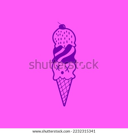 vector illustration of cute ice cream character