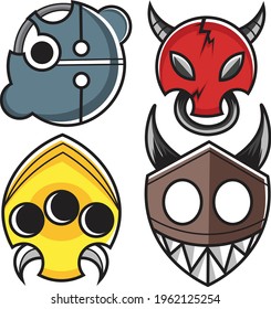 Vector illustration of cute icons perfect for stickers and keychains in a set.