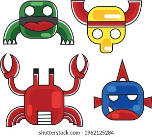 Vector illustration of cute icons perfect for stickers and keychains in a set.
