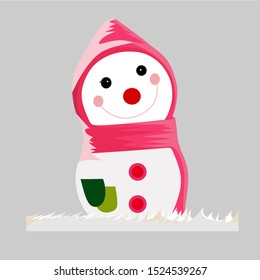 (vector illustration) A cute and interesting snowman vector suitable for Christmas and winter gifts.