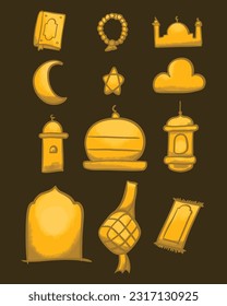 ilustración vectorial del conjunto de decoración islámica lindo