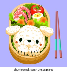 vector illustration cute japanese bento box