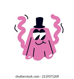 Vector illustration cute jelly with smiling face and hat. Cartoon character isolated on a white background