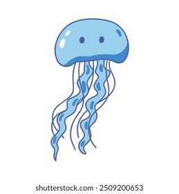 Vector illustration of a cute jellyfish is isolated on the white background