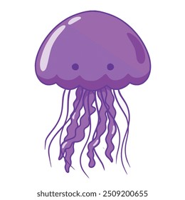 Vector illustration of a cute jellyfish is isolated on the white background