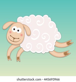 Vector illustration of cute jumping sheep. Children room decoration.