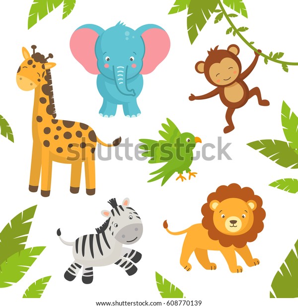 かわいいジャングルの動物のベクターイラスト のベクター画像素材 ロイヤリティフリー Shutterstock