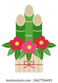 Ilustración vectorial de lindo Kadomatsu. Nuevo año, encantos de la suerte