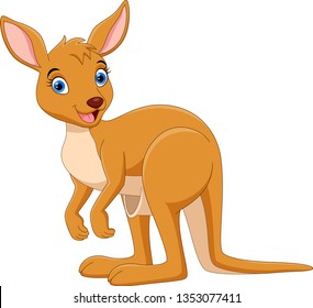 Vector illustration of Cute kangaroo cartoon isolated on white background