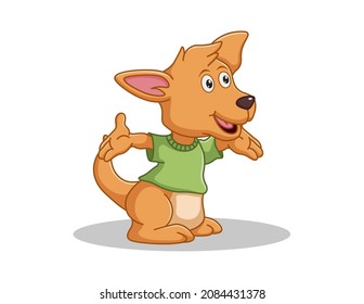 Vector illustration of Cute Kangaroo cartoon presenting