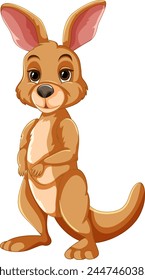 Vector illustration of a cute kangaroo standing upright