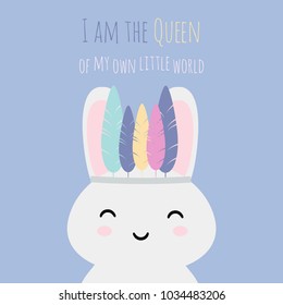 Vector illustration with a cute kawaii asian bunny and quote, pefrect for greeting cards, invitations, banners, etc.