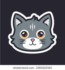 vector illustration of cute and kawaii cat sticker, for decoration, book sticker, fridge magnet. High quality cute and adorable kitten stickers.