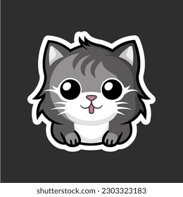 vector illustration of cute and kawaii cat sticker, for decoration, book sticker, fridge magnet. High quality cute and adorable kitten stickers.