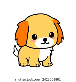 Vector illustration of cute kawaii dog.