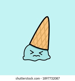 Ilustración vectorial del lindo helado kawaii. apto para pegatinas, decoración, icono de marca